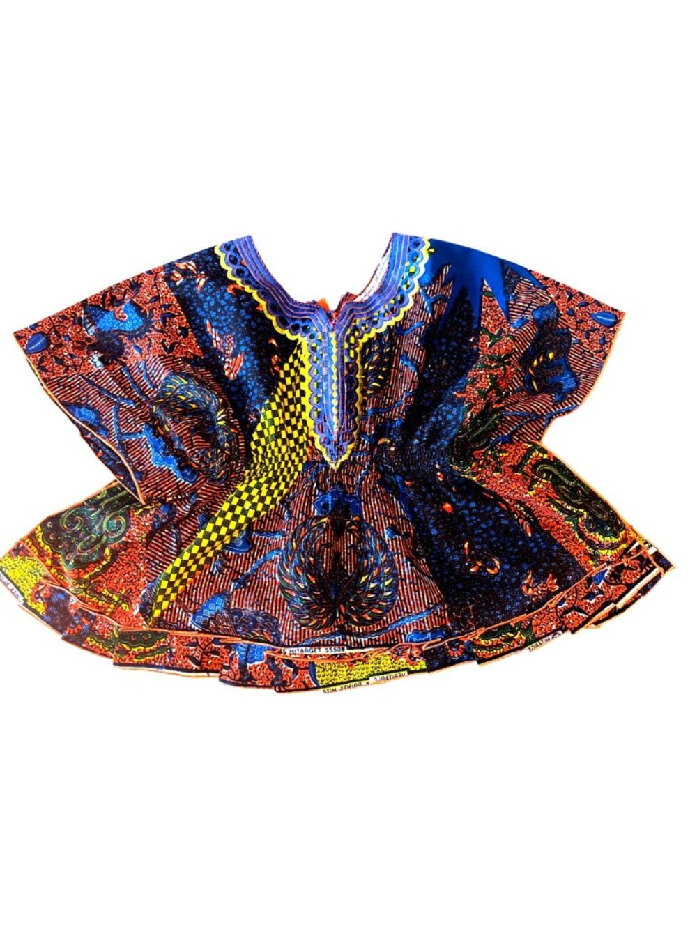 Classy City Chicks 3X Orange Blue African Print Dashiki Tunic Boho Festival Chic - Picture 3 of 10